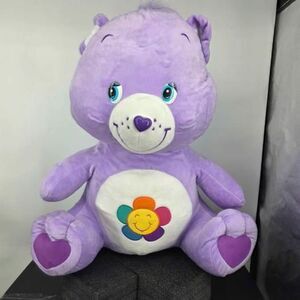 Vintage 2004 Care Bear Jumbo Harmony Bear 30" Plush Nanco Purple Flower Rare